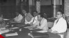 Foto Mr. Johannes Latuharhary (ketiga dari kiri) sebagai ketua panitia dalam rapat pertama Panitia Irian Barat di Hotel Des Indes, Jakarta, 10 Mei 1950.